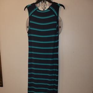 Michael stars maxi dress size m navy and teal stripes